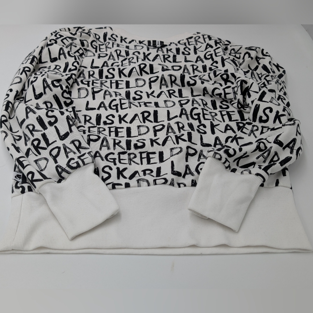Karl Lagerfield Puff Sleeve Sweater Black & White - Picture 5 of 5